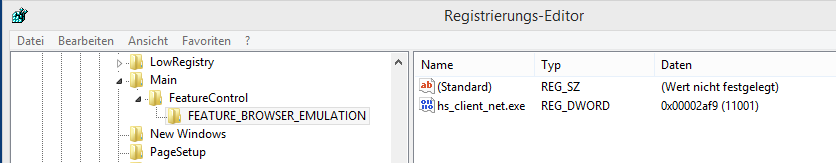 Enter registry value